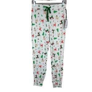 New Tabitha Webb Pajama Pants Dog Pattern Winter Christmas Sleepwear Women's XS